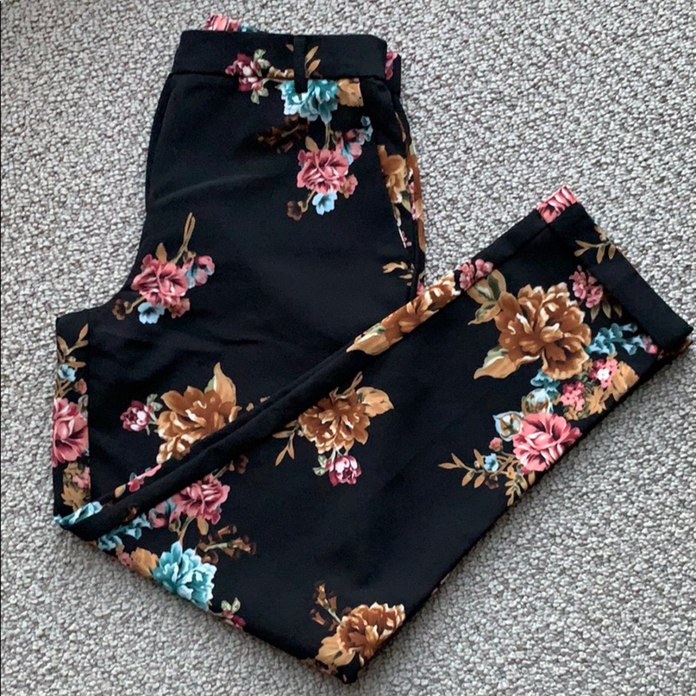 3/$30 Floral Print Straight Trousers